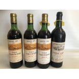 Three bottles of Chateau Saint Christoly Medoc 1966, together with a bottle of Chateau Labrede