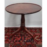A good George III mahogany tea table with dished top, boxwood and ebony line inlays, diameter 66cm.