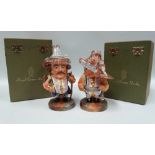 Two Royal Crown Derby porcelain Mansion House style dwarfs, both signed S.Tivey, height of largest