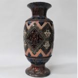 A Doulton Lambeth large baluster vase with incised and carved decoration, decorator's mark WP and