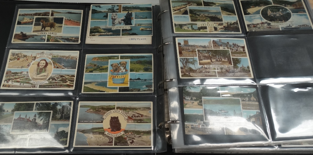 A postcard album containing a quantity of mailing and view novelty postcards, mainly topographical - Bild 2 aus 5