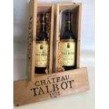 Two bottles of Cordier Chateau Talbot Saint-Julien 1978, boxed.