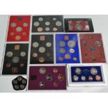 Seven Royal Mint decimal coin sets, together with a 1976 United States proof set, a Royal Australian