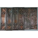 A pair of copper door plates embossed with a heron and frond design, height 26.5cm, together with