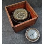 A ship's gimble mounted compass by C. Weilbach of Copenhagen in fitted pine case, together with a