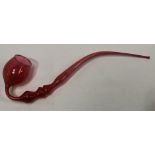 A Nailsea cranberry glass large pipe, length 53cm.