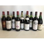 Nine various bottles of French wine, including Chateau Hautes Graves, Chateau Trianon, Gevrey