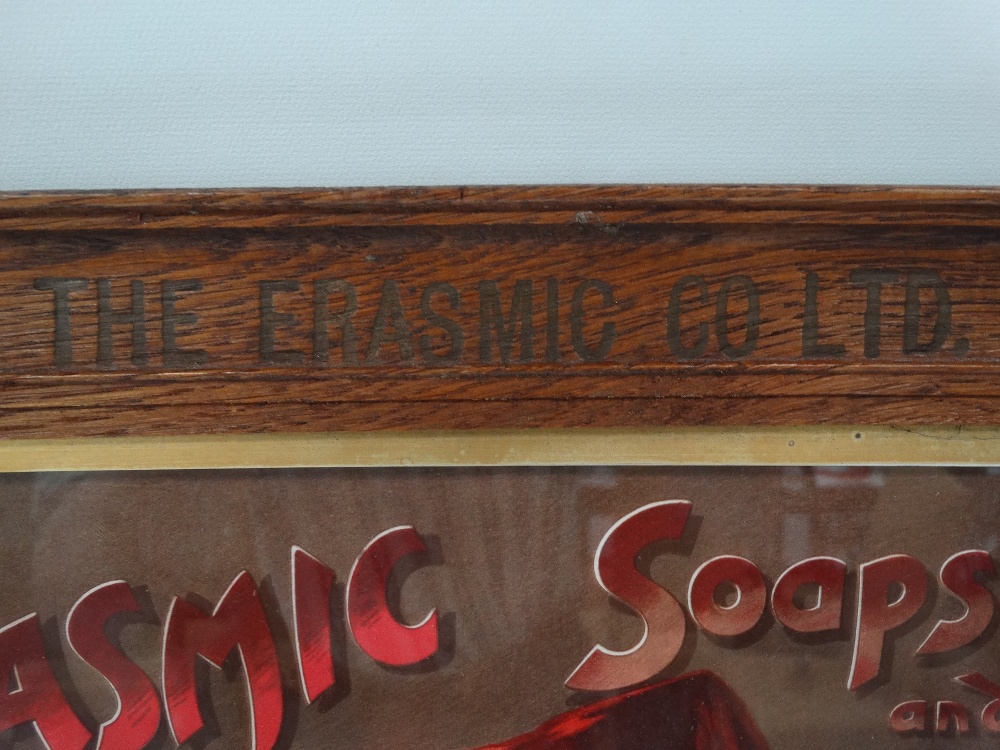 An early 20th century oak framed advertising frame and print, the oak frame stamped THE ERASMIC CO - Image 2 of 2