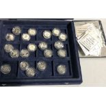 A collection of twenty silver proof £1 coins, one being a double thickness 1999 Scottish coat of