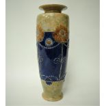 A Royal Doulton stoneware cylindrical tapering vase with tube line decoration, pattern No.6621,