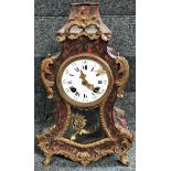 A French boulle style and gilt metal mounted mantle clock by Henry Marc of Paris with enamel dial,