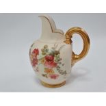 A Royal Worcester blush ivory jug, shape No.1094, foliate painted, green printed marks to the