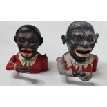 Two cast metal 'Jolly' money banks, with moving arms and eyes, one by Starkie's No.62537, patent