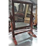 A small turned frame mahogany easel dressing mirror.