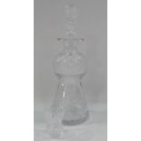 An Edinburgh Crystal thistle shaped decanter and stopper with engine turned thistle decoration to