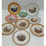 A collection of nine Pratt Ware topographical printed plates, together with a shallow bowl (10).