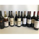 A mixed case of twelve bottles of wine, including Montagny 1er Cru 1991, Les Abeilles Cote du