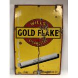 A good early 20th century enamel on metal advertising sign for 'WILLS' GOLD FLAKE CIGARETTES' and