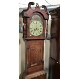 A North Country mahogany and oak longcase clock with eight day movement and painted arch dial,