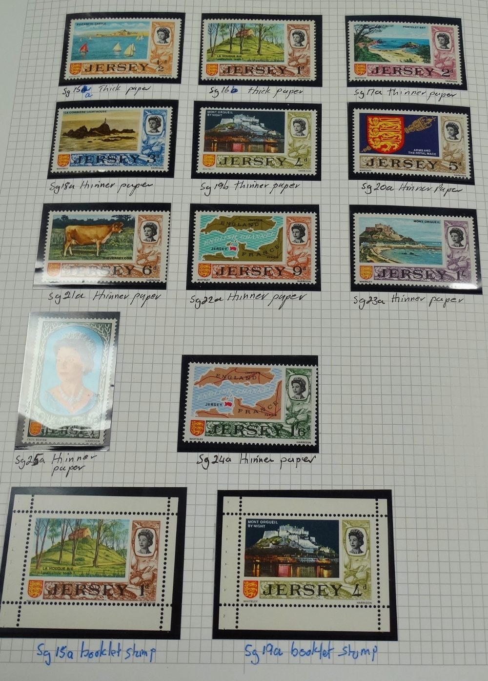 Jersey - two albums with clean unmounted or mint stamps from early. - Bild 3 aus 10