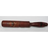 A Victorian turned wood truncheon painted with crown and VR monogram and the initials J.L., length