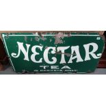 An antique enamel on metal sign 'NECTAR TEA IN PACKETS ONLY', 62 x 116cm.