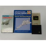 A BA Concorde Action Code guide, together with 'Flying Concorde' by Brian Calvert, a Haines manual