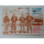 Concorde 20th anniversary card, signed by three pilots, including Turcat and Chemel.