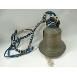 A large vintage bronze bell, height 31cm.