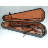 A German violin with two piece 13.75 inch back, the interior with label for Jacobus Stainer,