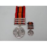 A Victoria South Africa medal with three bars for TRANSVAAL, ORANGE FREE STATE and CAPE COLONY,