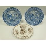 A pair of 19th century Welsh blue and white transfer printed plates by Baker Bevan & Irwin,