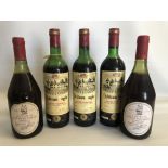 Three bottles of Chateau Lague 1975, together with two bottles of Joseph Philippon.