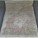 A WWII silk map of North Africa depicting Morocco, Algeria, Tunisia, Italian Libya and Spanish Rio