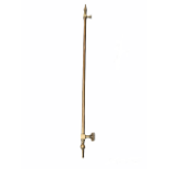 A heavy brass curtain pole with wall fittings, length 168cm.