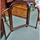 A mahogany folding dressing table mirror in three sections, width 99cm.