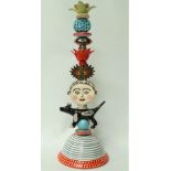 A studio pottery Totem candlestick by Lincoln Kirby-Bell, signed to the base and dated 2010,