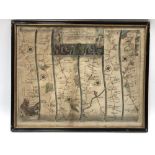 MAP - John Ogilby 'The Road From London To Hith In Com Kent ....', hand coloured copper engraved