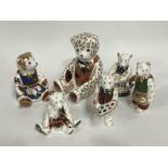Two Royal Crown Derby 'Imari' pattern teddy bears, together with four Royal Crown Derby 'Imari'