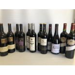 A mixed case of twelve bottles of wine, including Black Stump, Farnese, Romita, Doncayetano, Chateau