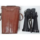 A pair of WWII British Military issued Bar & Stroud 7x CF41 binoculars A.P. No.1900A, within