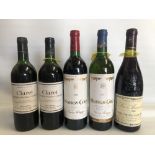 A bottle of Les Arnevels 1988 Chateauneuf Du Pape, together with two bottles of claret by Hicks &