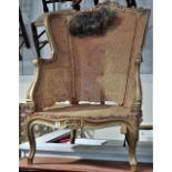 A 19th century French style armchair frame for restoration.