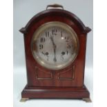 An Edwardian mahogany cased bracket clock with eight day brass movement, signed M.B.P striking on