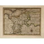 MAP - JOHN NORDEN - 'The Description of Kirrier Hundred', hand coloured engraved map, 23 x 32.5cm.