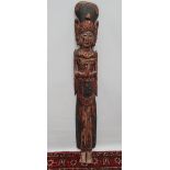A 20th century Burmese carved, painted and giltwood floor standing figure, height 153cm.