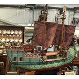 A large BBC studio built painted wood and fibreglass ship's model of 'The Dawn Treader' from the BBC