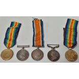 A WWI family group of medals, comprising The Great War, Victory and Meritorious Service medal