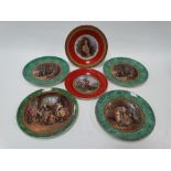 Six Victorian Pratt Ware plates, each decorated with children, some in interiors.