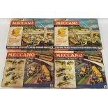 Four Meccano sets, including Highway Vehicles and Junior Power Drive set.